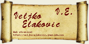 Veljko Elaković vizit kartica